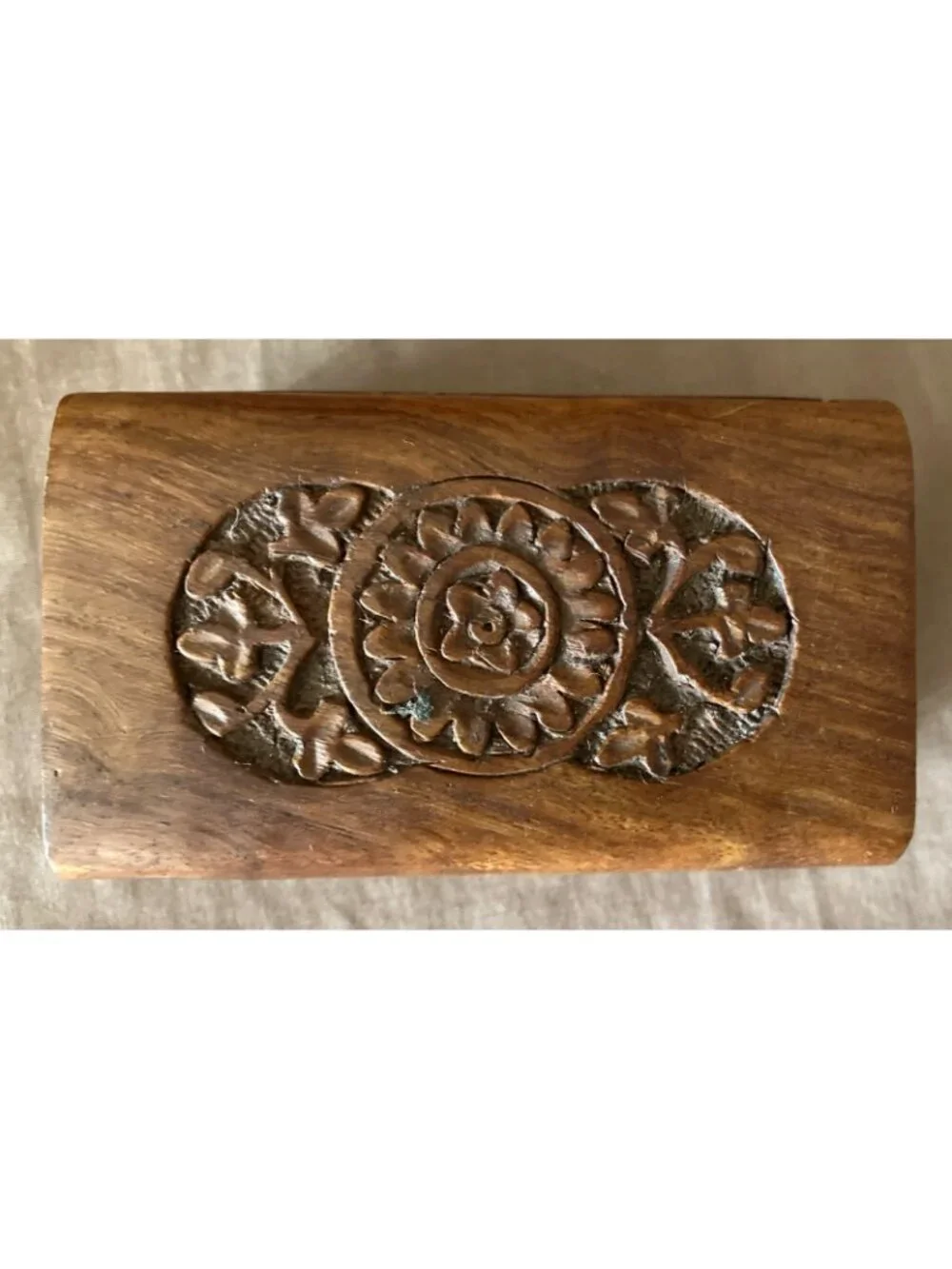 Lot Of 2 Carved Wood Boxes J. O’Connor Signed Eagle & Flower Carved Small Hinged